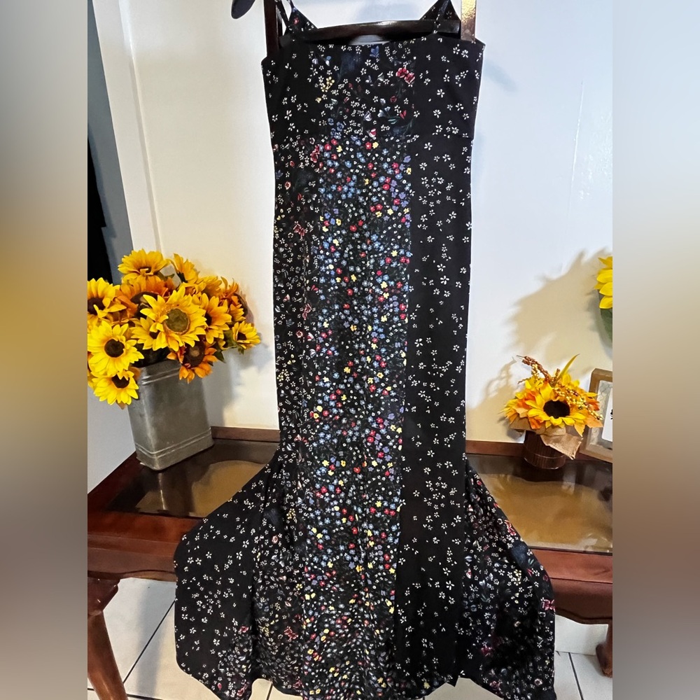 French Connection Floral Patchwork Midi Dress Bla… - image 4